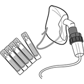 Nebuliser and face mask.